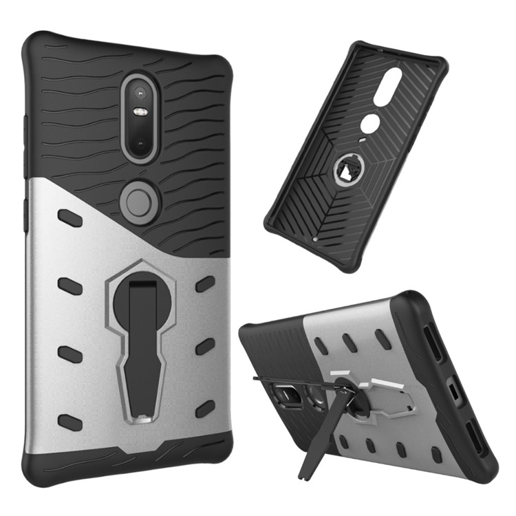 Armor PC + TPU Hybrid Case with Kickstand for Lenovo Phab2 Plus - Silver-1