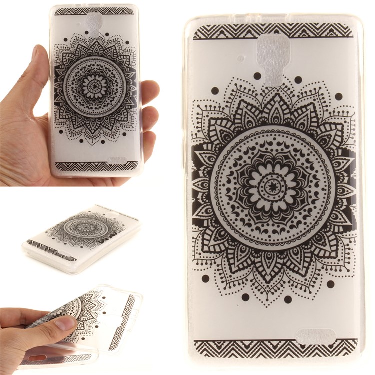 Soft IMD TPU Case for Lenovo A536 - Black Flower-1
