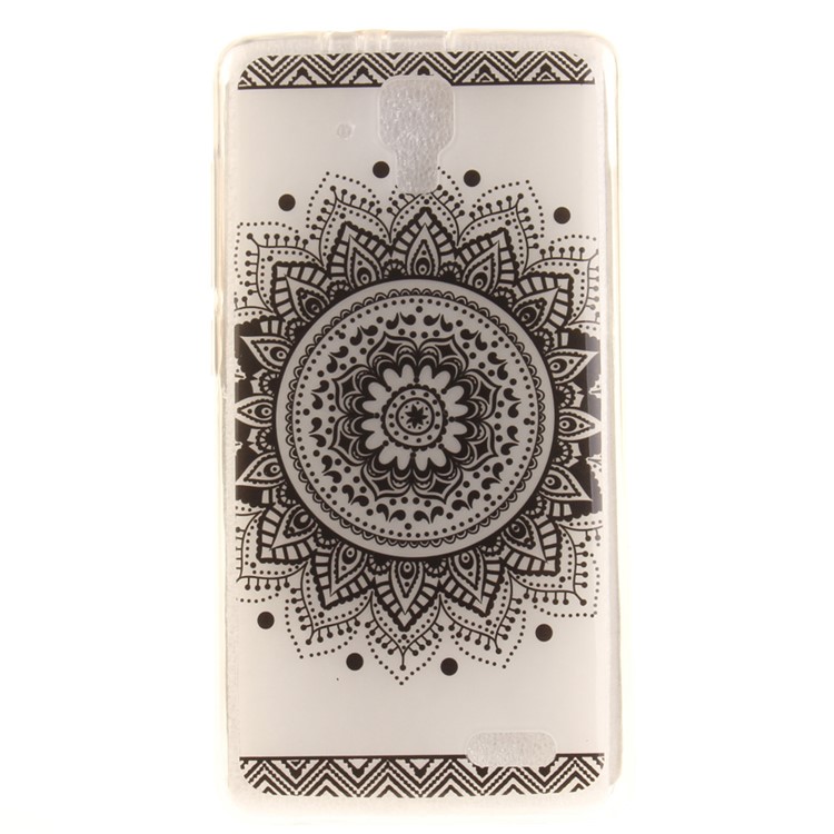 Soft IMD TPU Case for Lenovo A536 - Black Flower-2