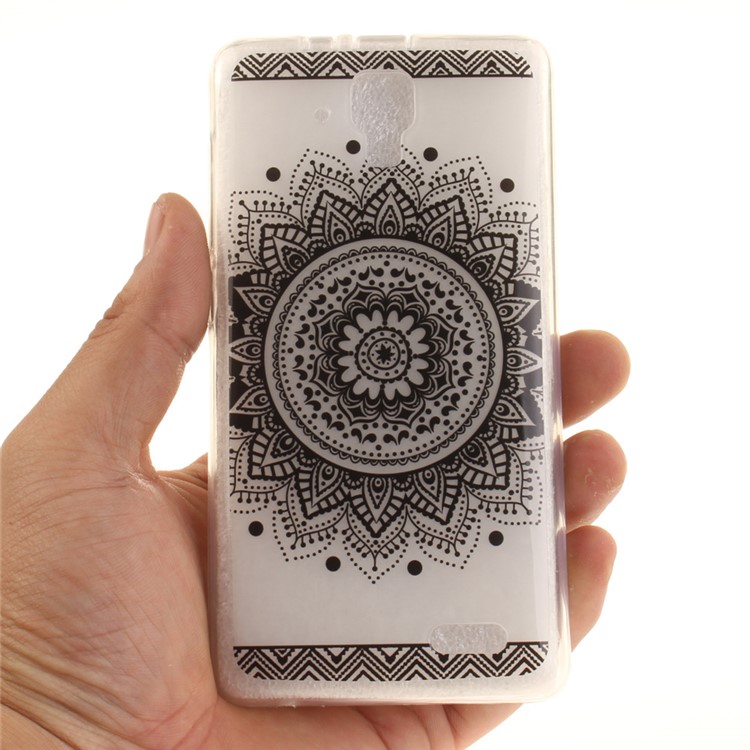 Soft IMD TPU Case for Lenovo A536 - Black Flower-5