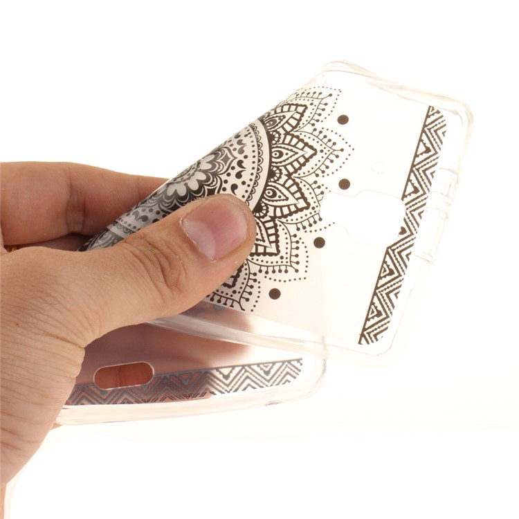 Soft IMD TPU Case for Lenovo A536 - Black Flower-6