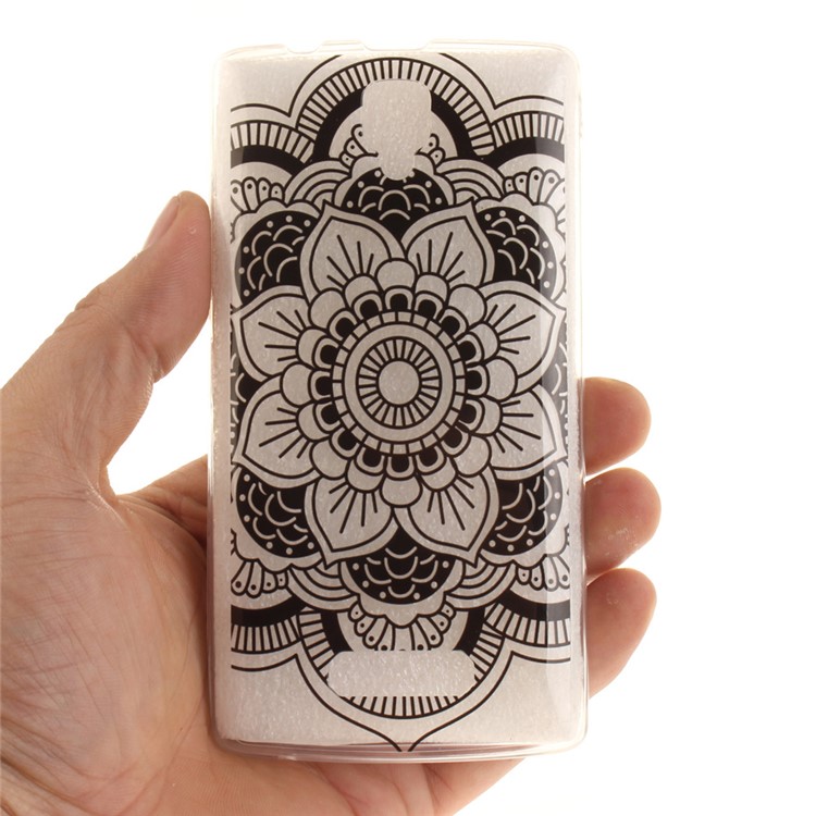 Soft IMD TPU Mobile Case for Lenovo A2010 - Black Henna Lotus-5