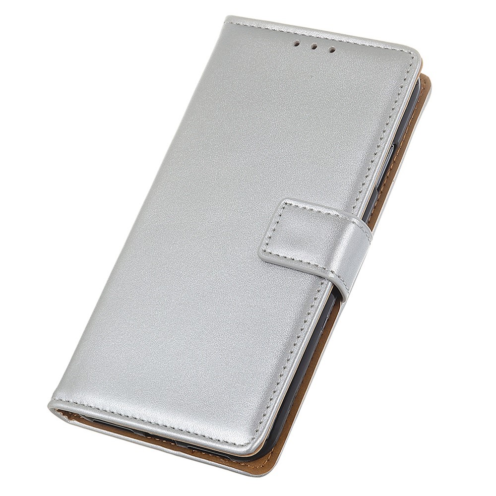 For Motorola Moto G42 4G PU Leather Phone Case TPU Inner Shell Stand Feature Magnetic Closure Flip Wallet Cover - Silver-7