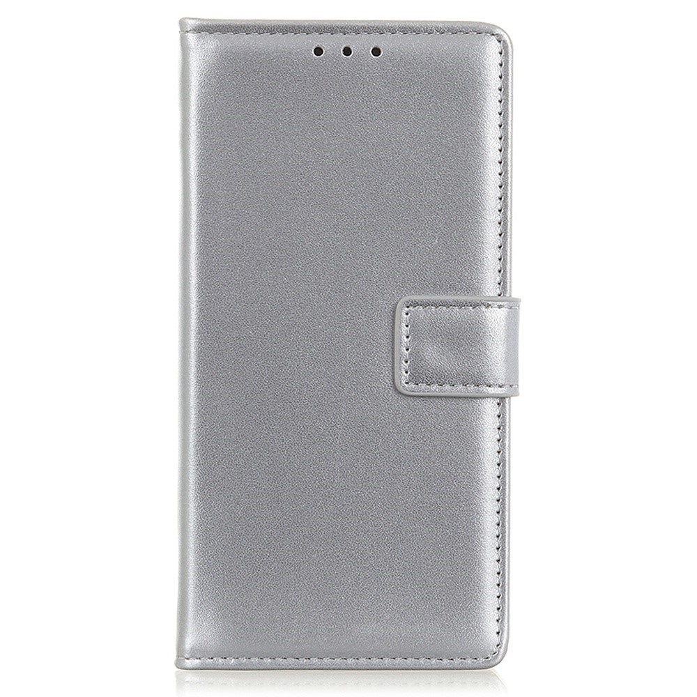 For Motorola Moto G42 4G PU Leather Phone Case TPU Inner Shell Stand Feature Magnetic Closure Flip Wallet Cover - Silver-8