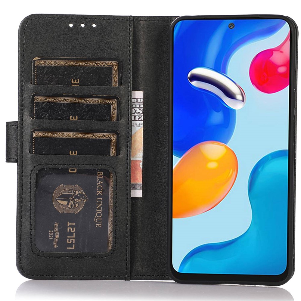 For Motorola Moto G42 4G Shockproof Textured PU Leather Folio Flip Phone Case Full Protection Wallet Stand Cover - Black-2