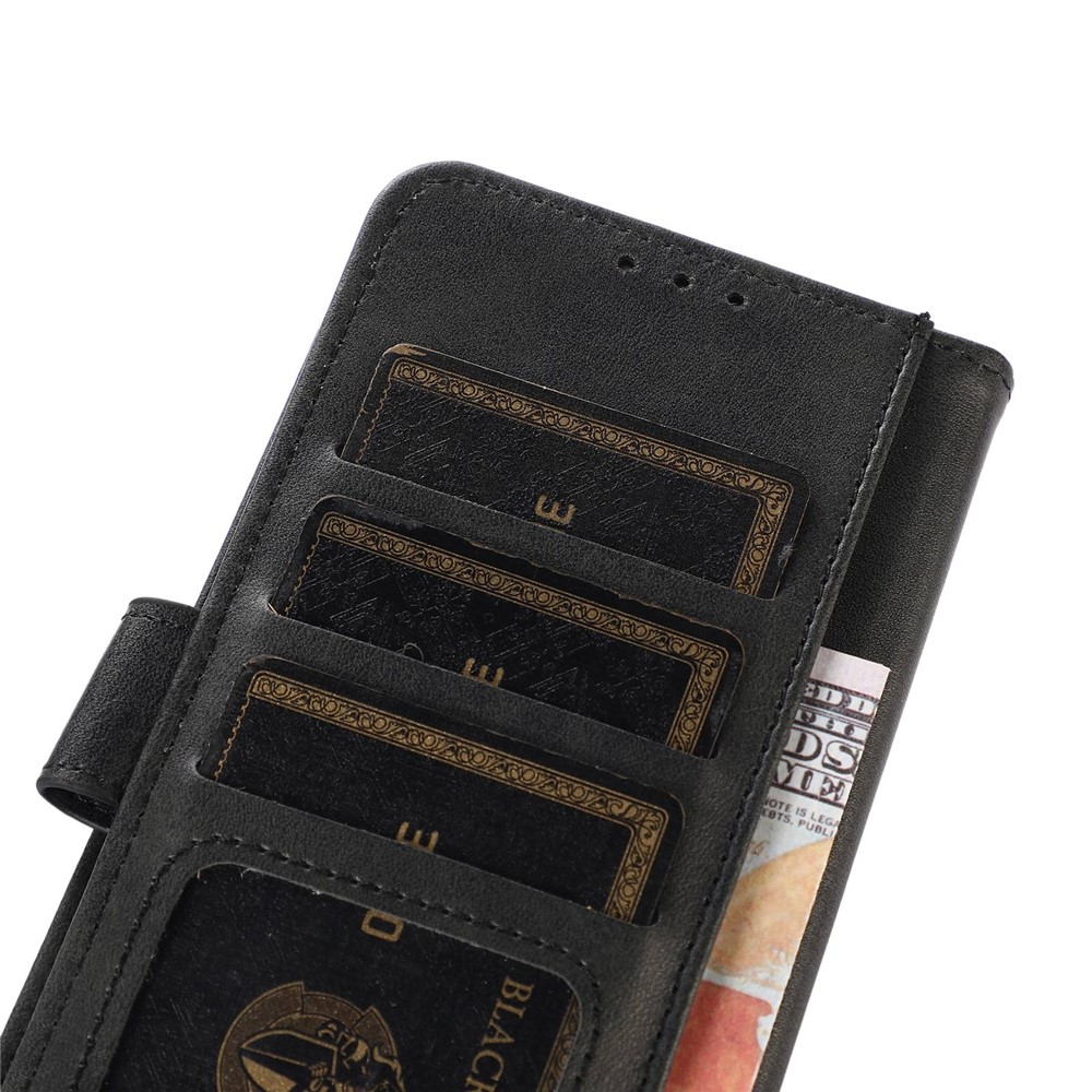 For Motorola Moto G42 4G Shockproof Textured PU Leather Folio Flip Phone Case Full Protection Wallet Stand Cover - Black-4