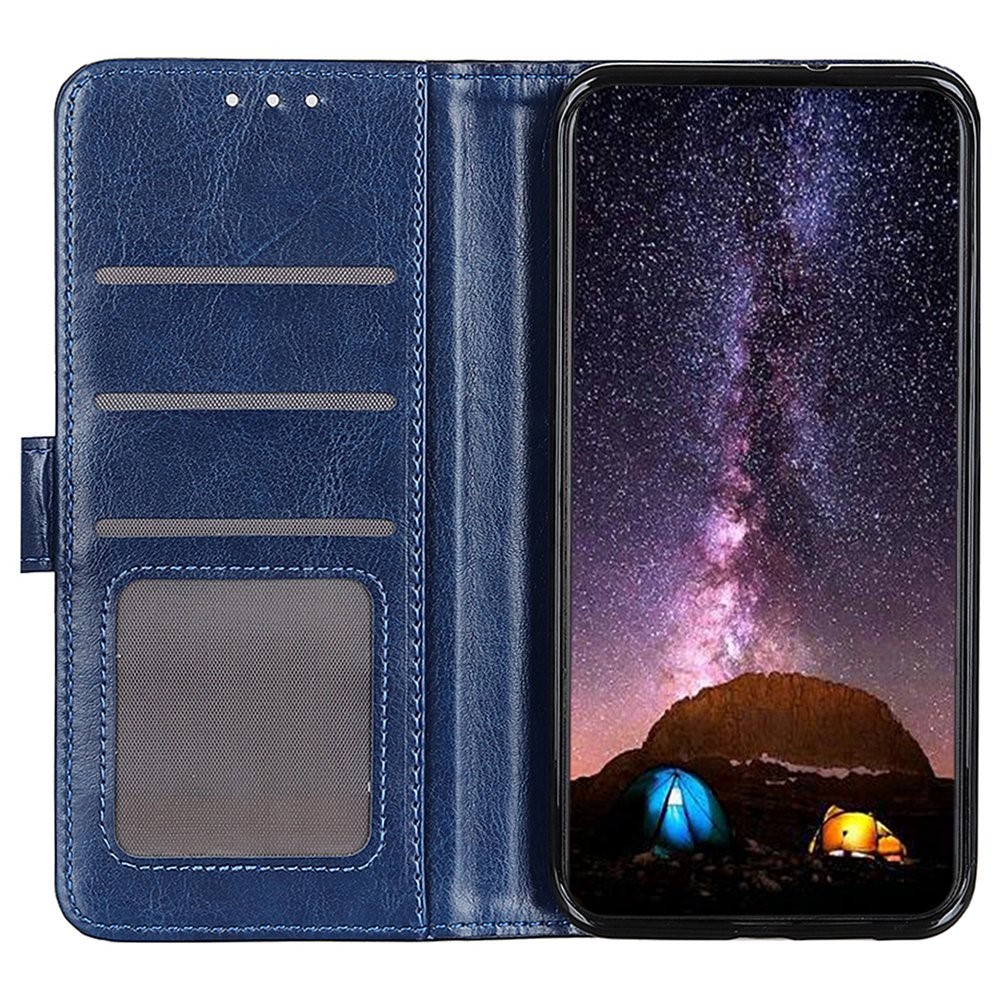 For Motorola Moto G42 4G Full Protection Crazy Horse Texture Phone Cover Wear-resistant PU Leather TPU Shockproof Phone Case with Wallet Stand - Blue-3
