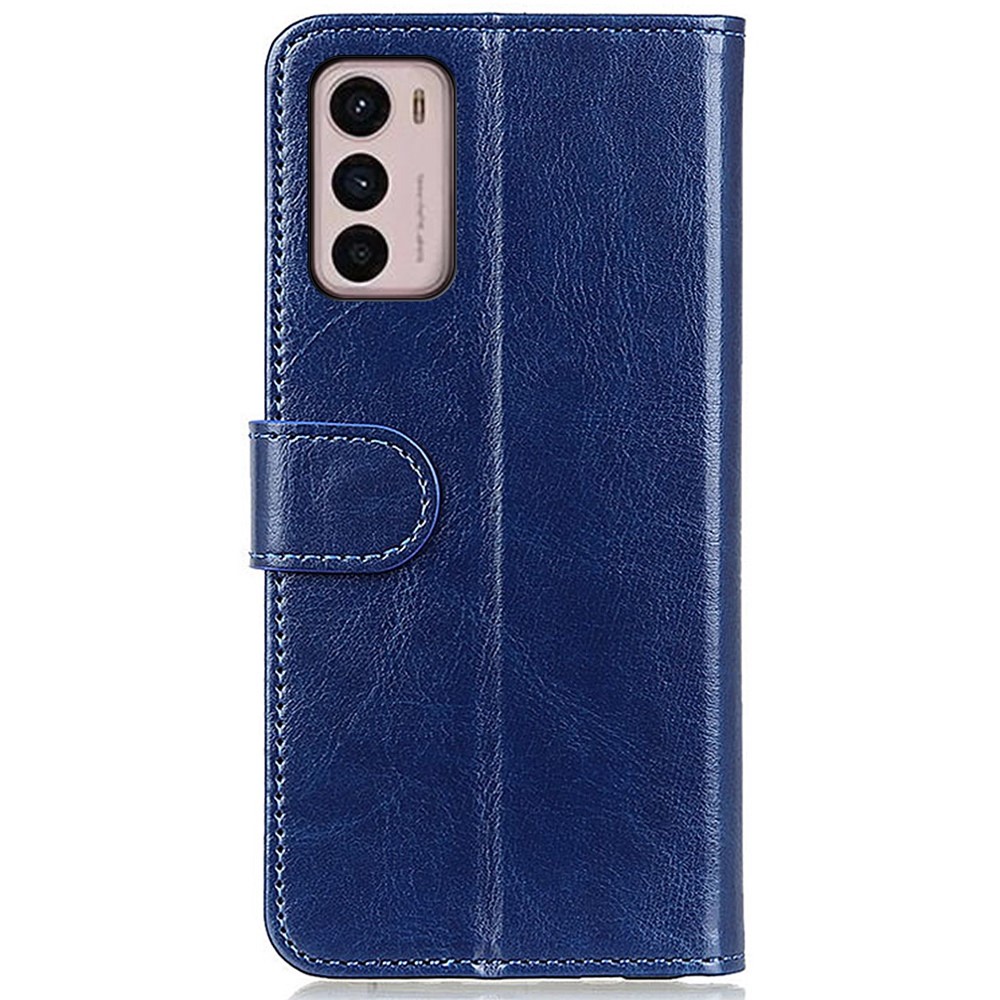 For Motorola Moto G42 4G Full Protection Crazy Horse Texture Phone Cover Wear-resistant PU Leather TPU Shockproof Phone Case with Wallet Stand - Blue-6