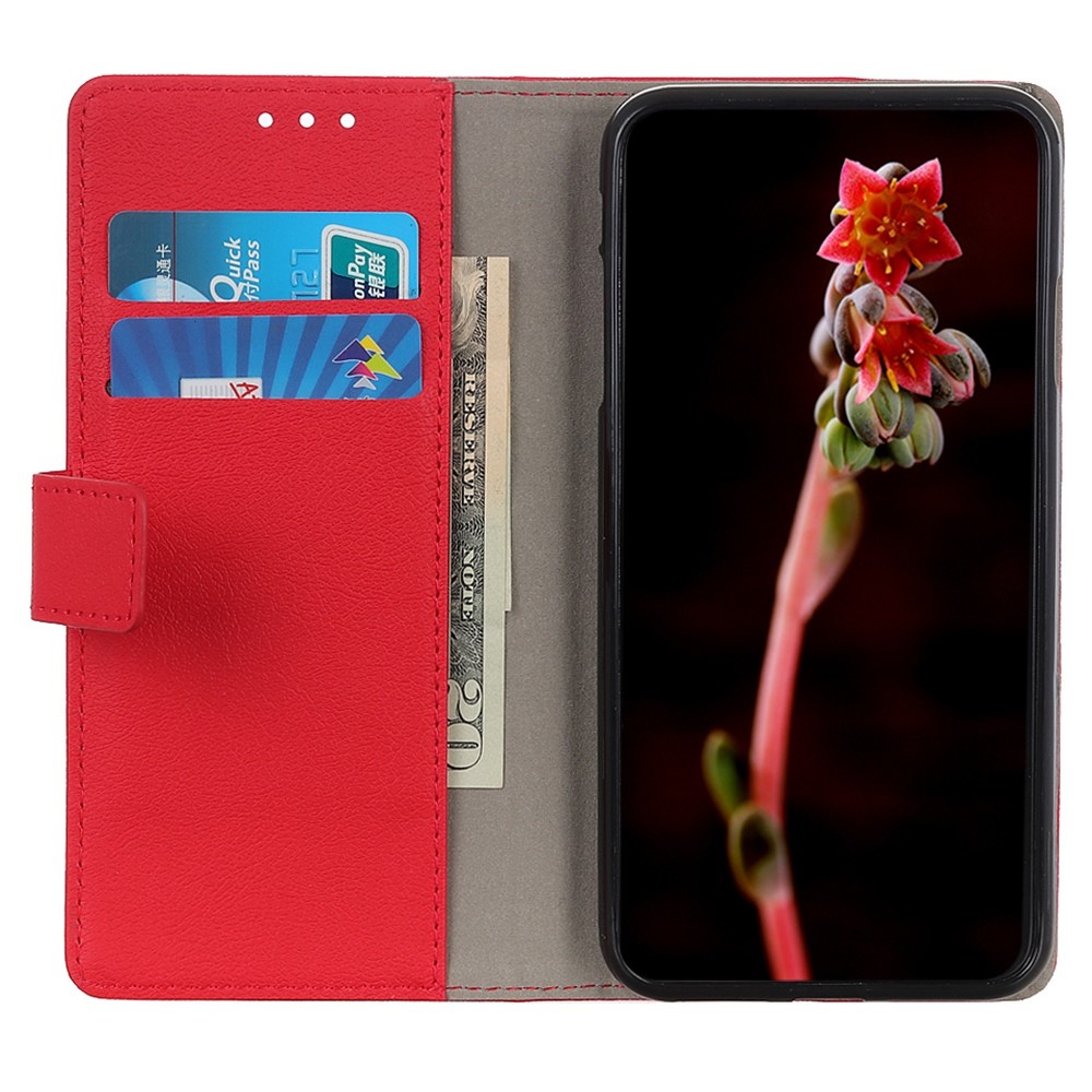 For Motorola Moto G42 4G Anti-drop PU Leather Flip Folio Phone Case Shockproof Magnetic Clasp Cover with Wallet Stand - Red-2