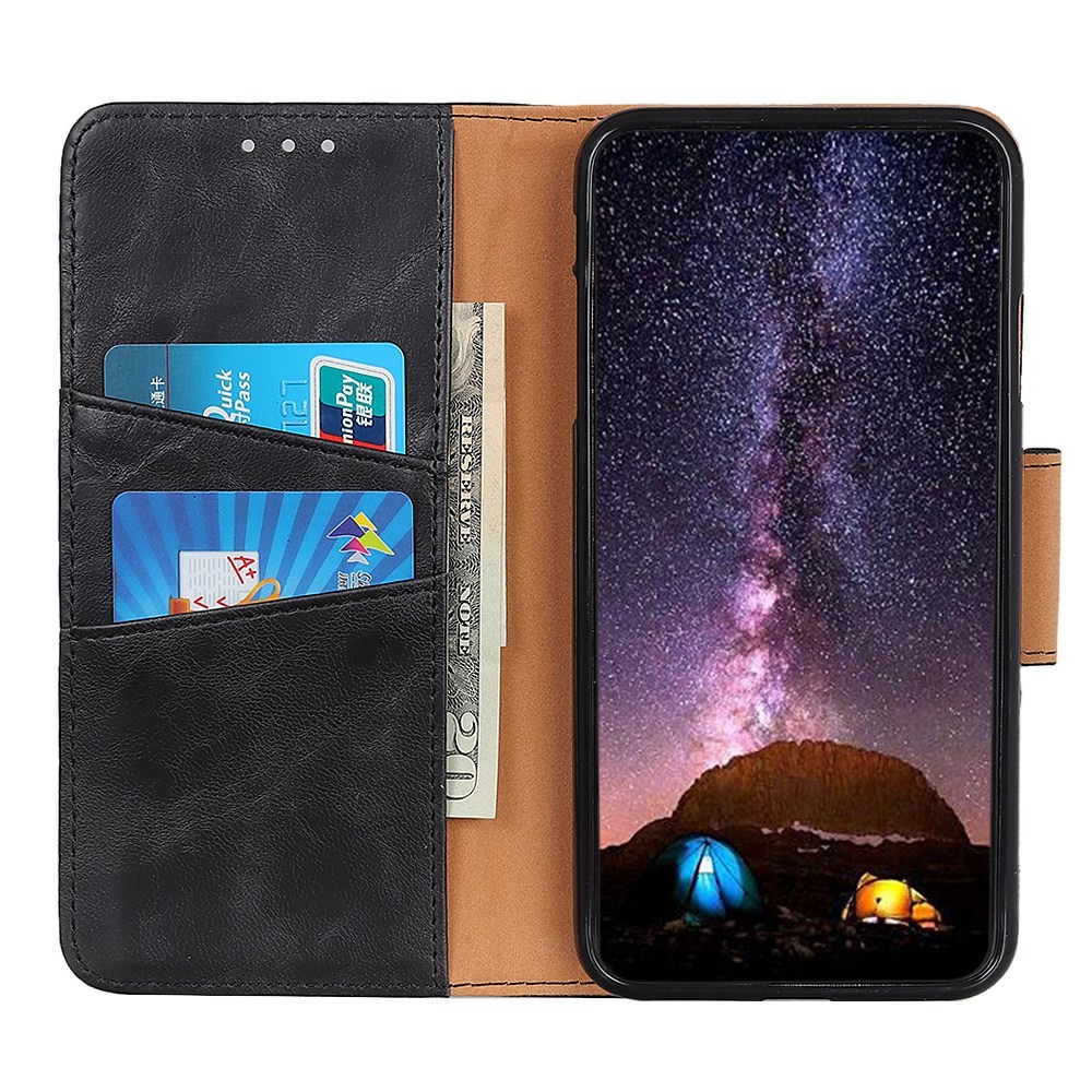 For Motorola Moto G42 4G Shockproof Crazy Horse Texture Wallet Flip Cover PU Leather TPU Inner Shell Magnetic Closure Stand Function Folio Case - Black-3