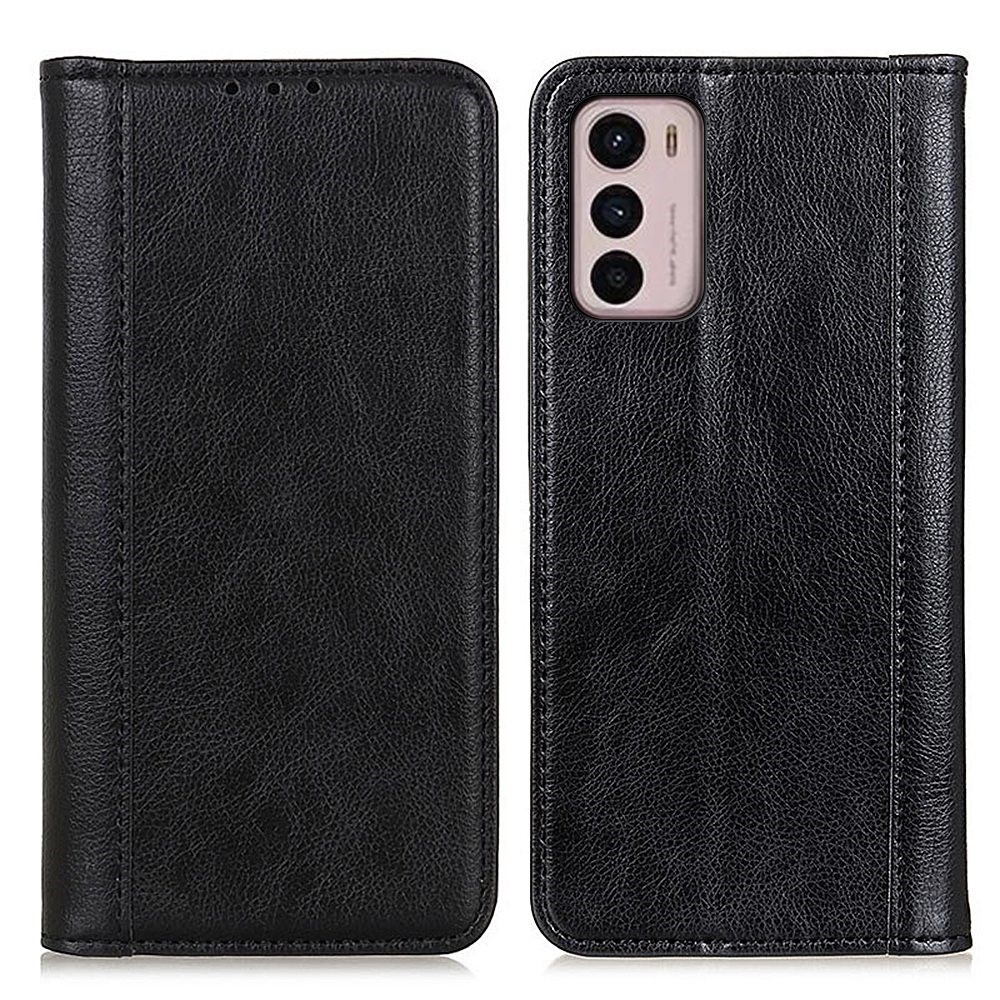 For Motorola Moto G42 4G Anti-fall Litchi Texture Wallet Flip Cover Split Leather Stand Magnetic Closure Shockproof Folio Case - Black-1