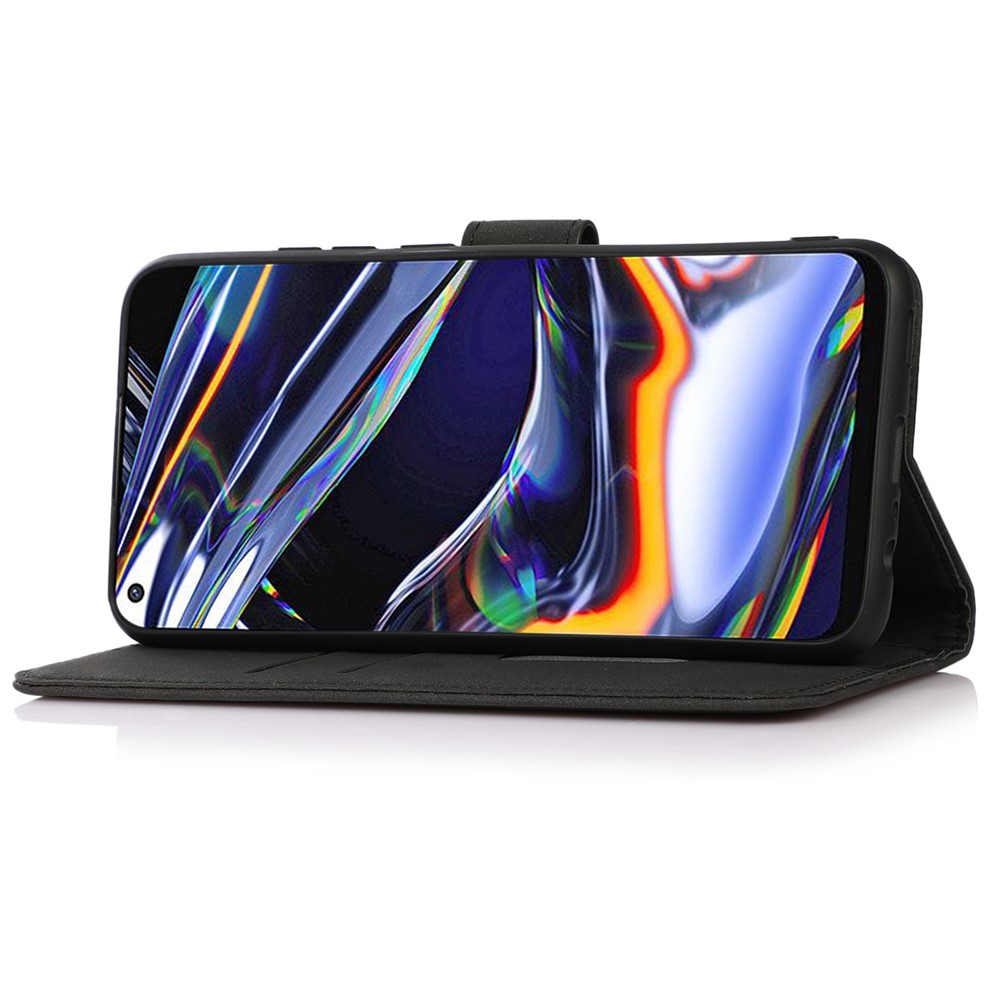 KHAZNEH for Motorola Moto G42 4G Textured PU Leather Folio Book Case Magnetic Closure Stand Function Flip Wallet Drop-proof Phone Cover - Black-2