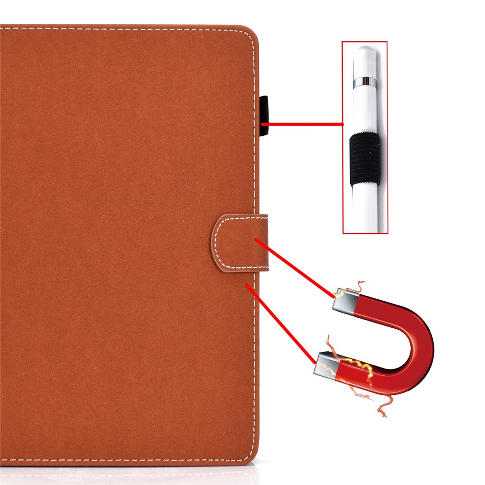 For Lenovo Tab M10 Plus (Gen 3) Auto Wake/Sleep Function Leather Tablet Case Card Slots Design Magnetic Anti-fall Cover with Stand - Brown-10
