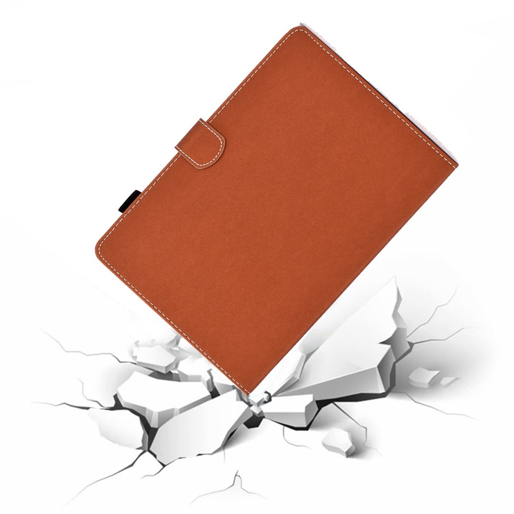 For Lenovo Tab M10 Plus (Gen 3) Auto Wake/Sleep Function Leather Tablet Case Card Slots Design Magnetic Anti-fall Cover with Stand - Brown-9