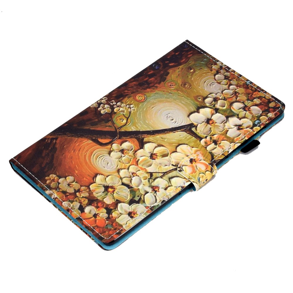 For Lenovo Tab M10 Plus (Gen 3) Pattern Printed Leather Tablet Case Shockproof Card Slots Design Magnetic Cover with Stand - Plum Bossom-5