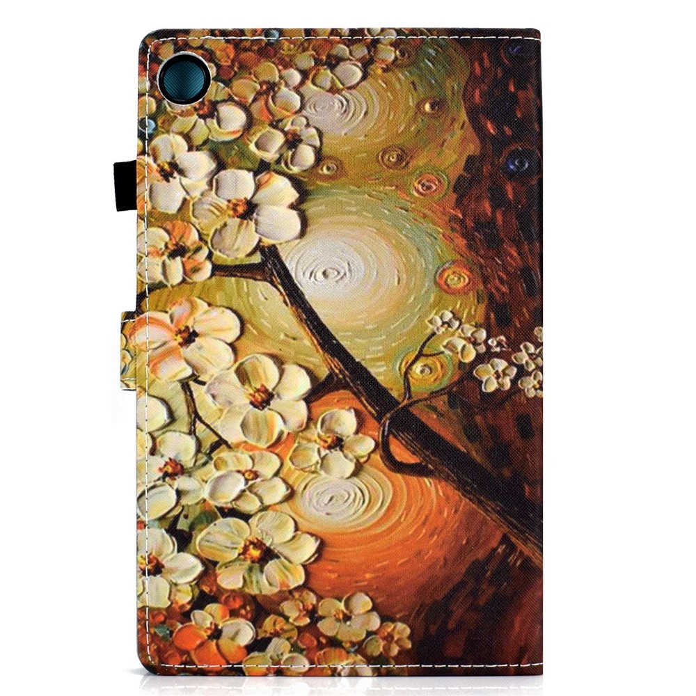 For Lenovo Tab M10 Plus (Gen 3) Pattern Printed Leather Tablet Case Shockproof Card Slots Design Magnetic Cover with Stand - Plum Bossom-8