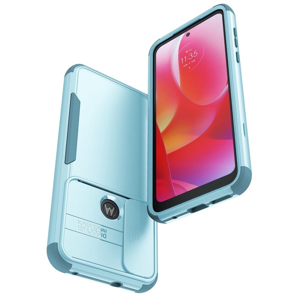 For Motorola G Pure/Moto G Power (2022) Commuter Series Camera Protection Case Hard PC Soft TPU Scratch-Resistant Cover - Cyan/Baby Blue-2