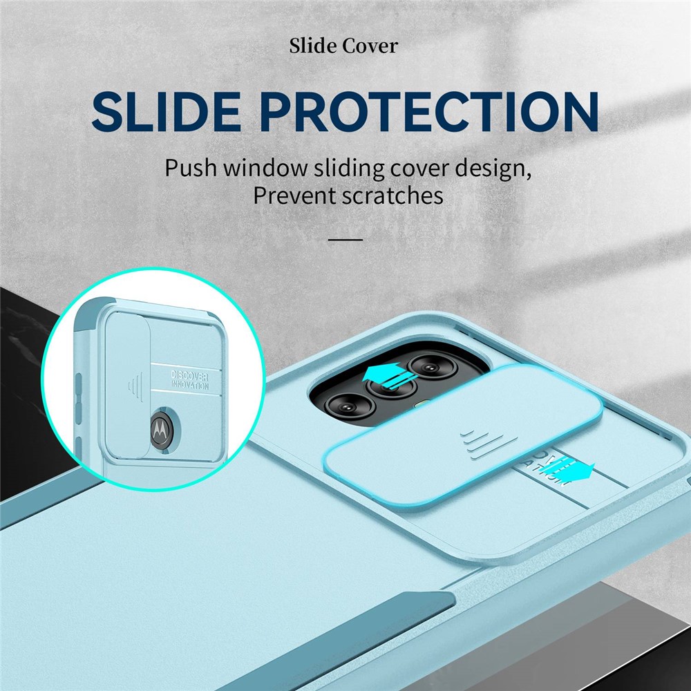 For Motorola G Pure/Moto G Power (2022) Commuter Series Camera Protection Case Hard PC Soft TPU Scratch-Resistant Cover - Cyan/Baby Blue-6