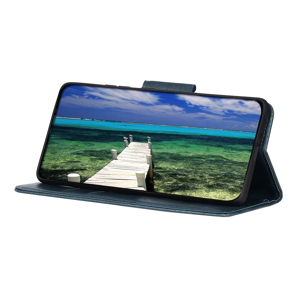 For Motorola Edge 30 5G Crazy Horse Texture Wallet Flip Cover Drop-proof PU Leather TPU Inner Shell Magnetic Closure Stand Function Folio Case - Blue-3