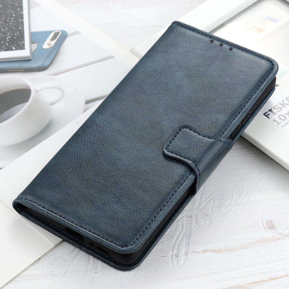 For Motorola Edge 30 5G Crazy Horse Texture Wallet Flip Cover Drop-proof PU Leather TPU Inner Shell Magnetic Closure Stand Function Folio Case - Blue-6