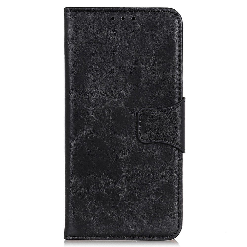 For Motorola Edge 30 5G Anti-scratch Split Leather Crazy Horse Texture Stand Case Drop-proof Wallet Style Phone Cover Protector - Black-7
