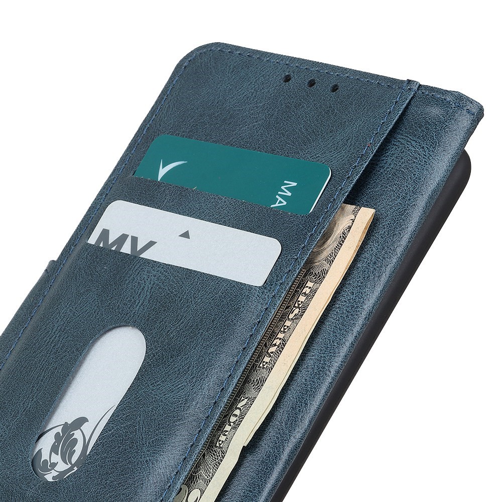 For Motorola Moto G Stylus 5G (2022) Scratch Resistant Crazy Horse Texture Wallet Flip Case Drop-proof PU Leather Protective Folio Cover Magnetic Closure Stand Function - Blue-4