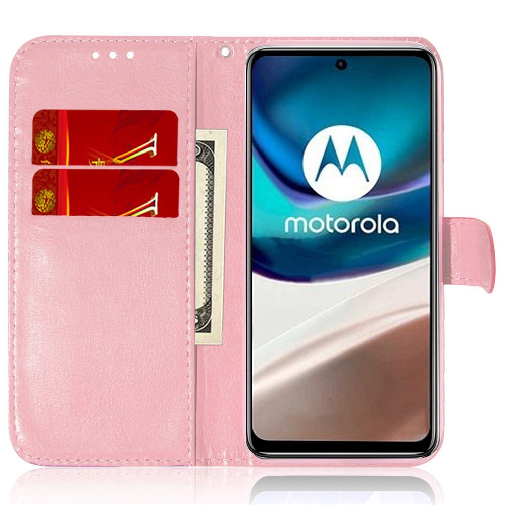 For Motorola Moto G42 4G Anti-scratch PU Leather Case Dazzling Flower Pattern Stand Wallet Drop-proof Flip Phone Cover - Pink-3