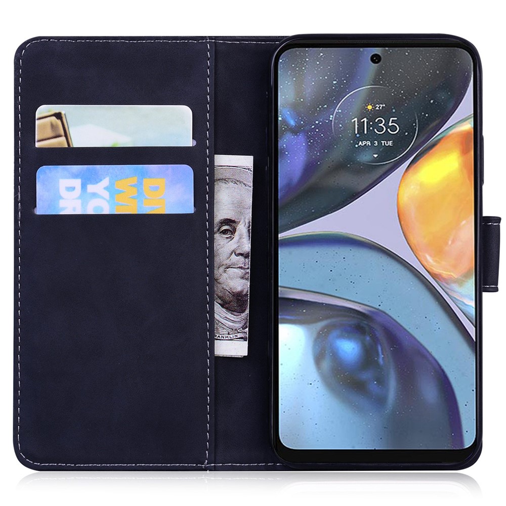 For Motorola Moto G42 4G Dual-sided Magnetic Clasp Imprinting Tiger Pattern Leather Phone Case with Stand Wallet - Black-2