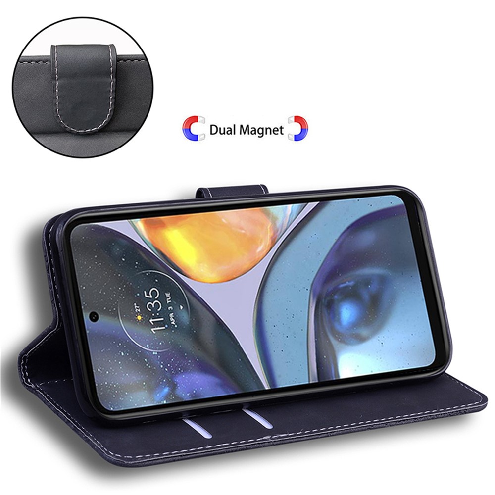For Motorola Moto G42 4G Dual-sided Magnetic Clasp Imprinting Tiger Pattern Leather Phone Case with Stand Wallet - Black-3