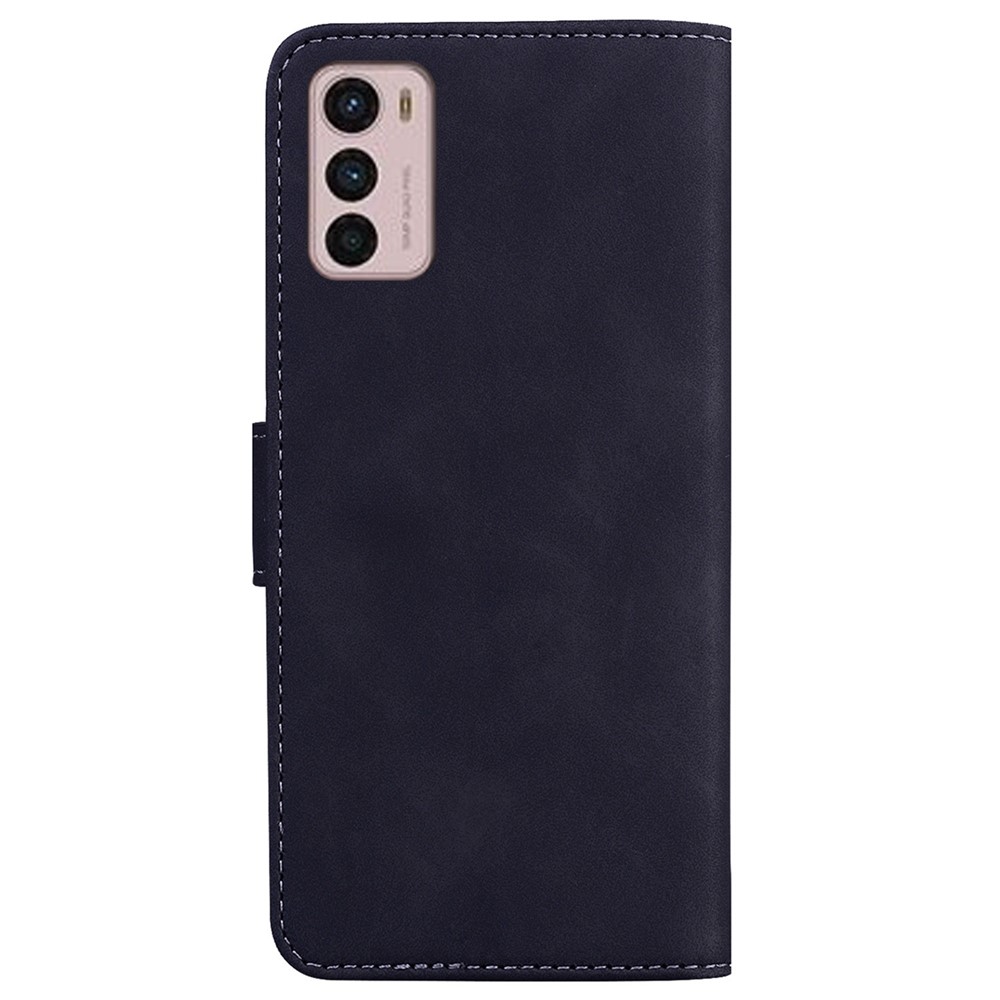 Anti-fall Phone Case for Motorola Moto G42 4G, PU Leather Anti-scratch Solid Color Protective Cover with Wallet Stand - Black-7