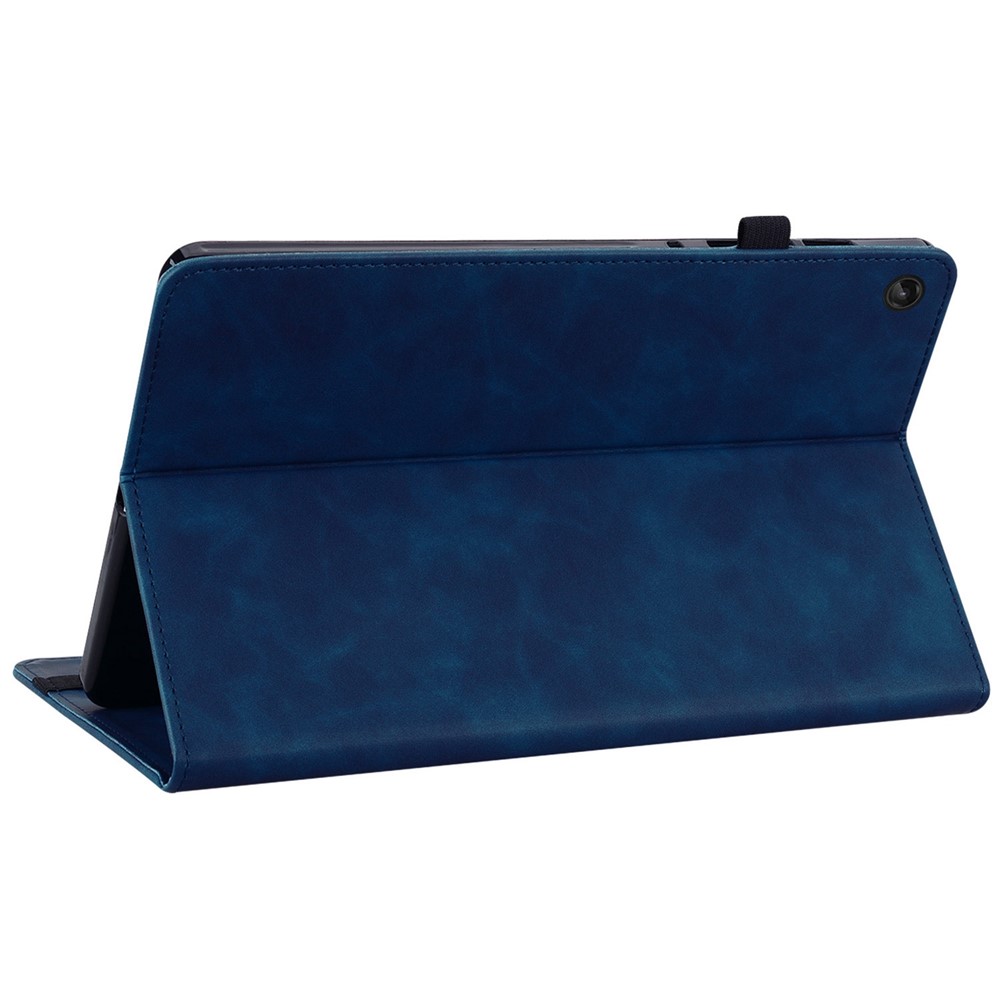 Zipper Pocket PU Leather Case for Lenovo Tab M10 (Gen 3), Solid Color Elastic Band Tablet Cover with Stand - Dark Blue-4
