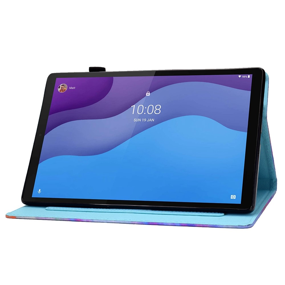 Stitched Shockproof Case for Lenovo Tab M10 (Gen 3)/TB-328F Pattern Printed Tablet Leather Cover Auto Wake Up/Sleep Design Magnetic Cover with Stand/Card Slots - Plum Bossom-3