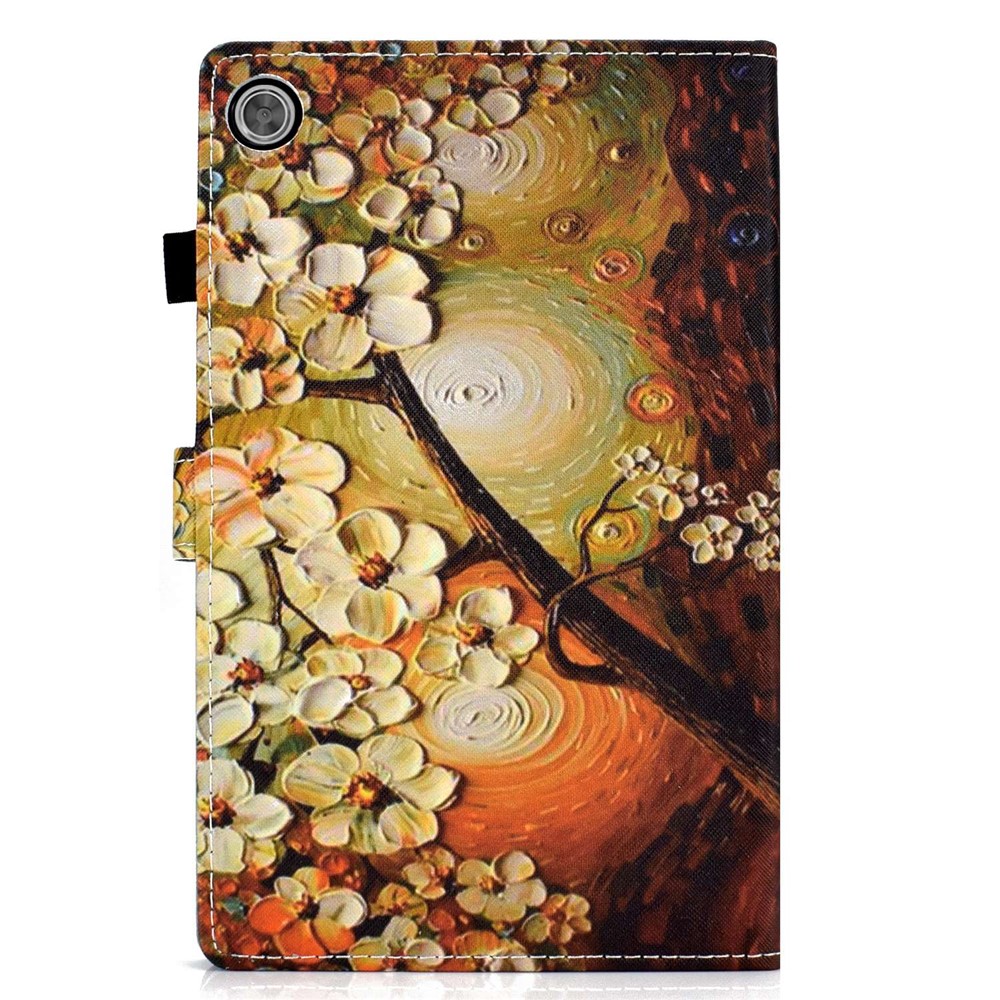 Stitched Shockproof Case for Lenovo Tab M10 (Gen 3)/TB-328F Pattern Printed Tablet Leather Cover Auto Wake Up/Sleep Design Magnetic Cover with Stand/Card Slots - Plum Bossom-8