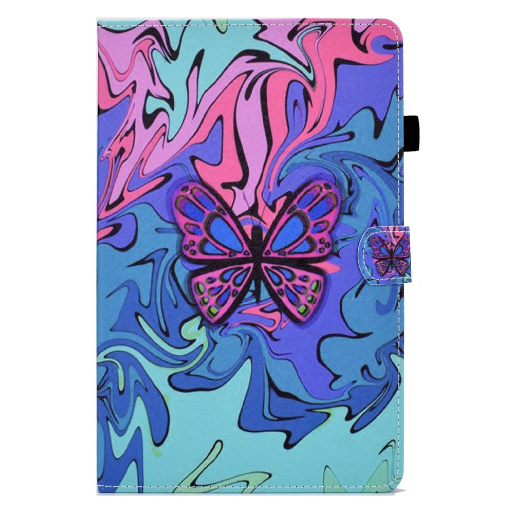 Pour Lenovo Tab M10 Plus (Gen 3) A2 Pattern Imprimée PU le Cuir Stand Folio Couverture Carte de Couverture Slots Tocoproof Auto Wake / Sleep Cover Avec Porte-crayons - Papillon