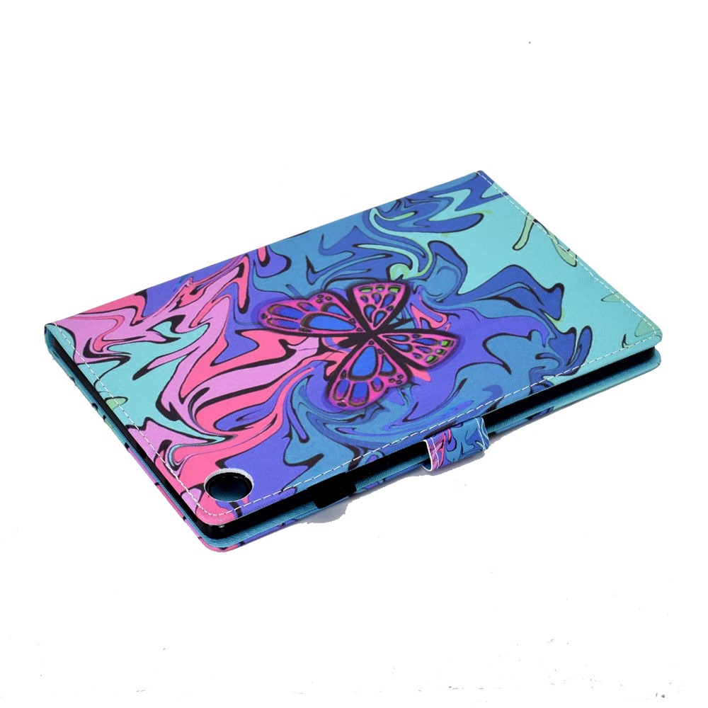 Pour Lenovo Tab M10 Plus (Gen 3) A2 Pattern Imprimée PU le Cuir Stand Folio Couverture Carte de Couverture Slots Tocoproof Auto Wake / Sleep Cover Avec Porte-crayons - Papillon