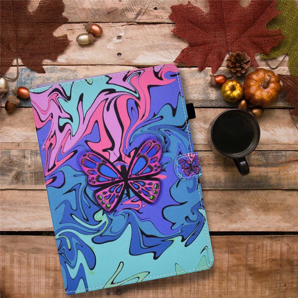 For Lenovo Tab M10 Plus (Gen 3) A2 Pattern Printing PU Leather Stand Folio Cover Card Slots Shockproof Auto Wake/Sleep Cover with Pencil Holder - Butterfly-8