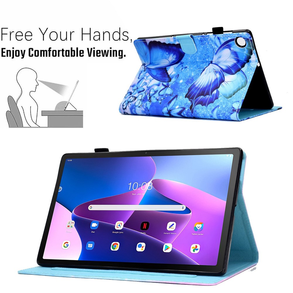 Anti-Drop Protective Case for Lenovo Tab M10 (Gen 3) TB-328F Shockproof Tablet Case Stitched Pattern Printed Leather Cover with Stand/Card Slots - Magic Butterfly-5