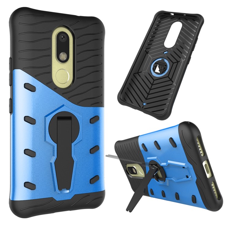 Armor PC + TPU Cell Phone Case with Rotary Kickstand for Motorola Moto M - Blue-1