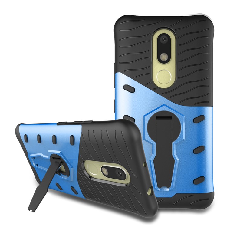 Armor PC + TPU Cell Phone Case with Rotary Kickstand for Motorola Moto M - Blue-11