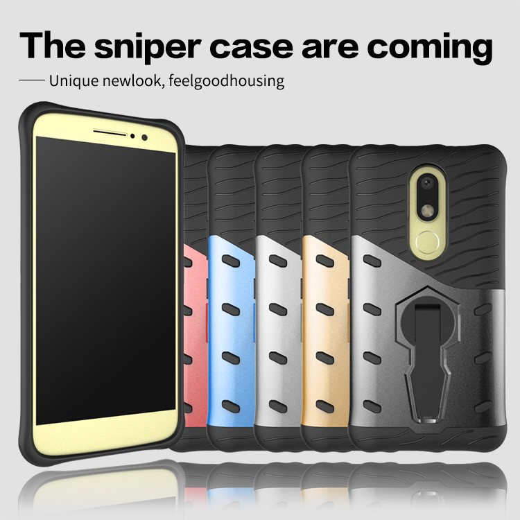 Armor PC + TPU Cell Phone Case with Rotary Kickstand for Motorola Moto M - Blue-12