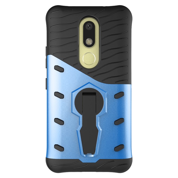Armor PC + TPU Cell Phone Case with Rotary Kickstand for Motorola Moto M - Blue-2