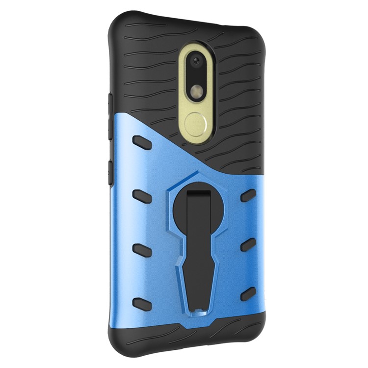 Armor PC + TPU Cell Phone Case with Rotary Kickstand for Motorola Moto M - Blue-3