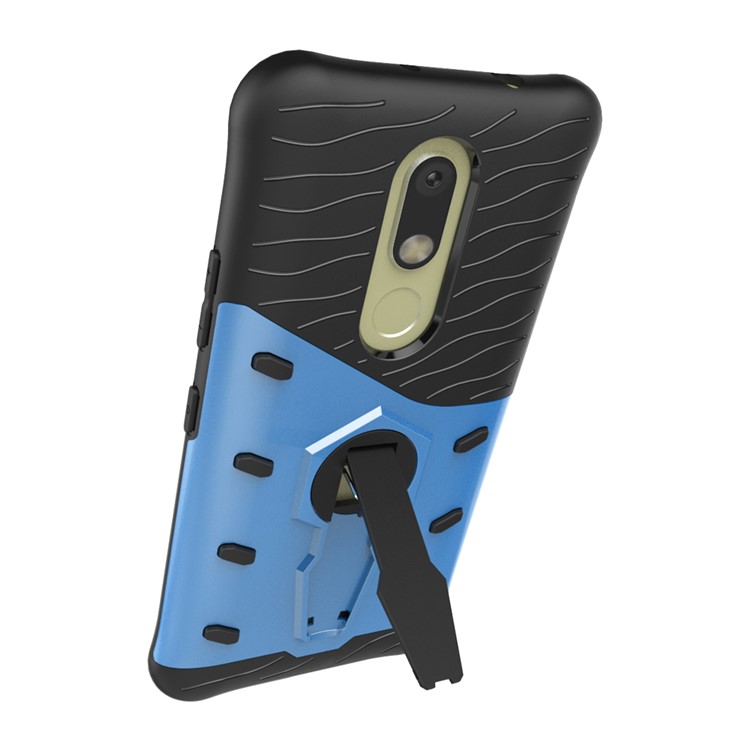 Armor PC + TPU Cell Phone Case with Rotary Kickstand for Motorola Moto M - Blue-4
