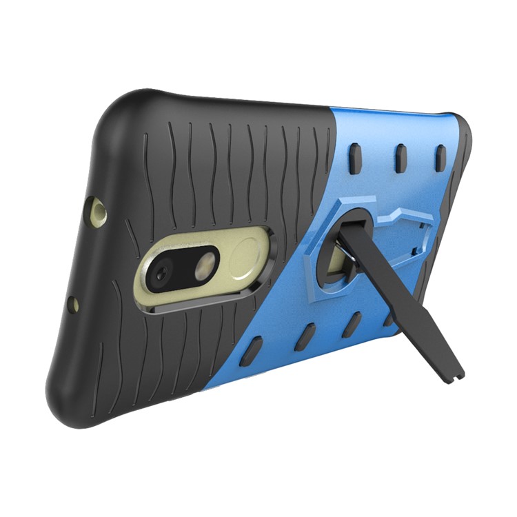 Armor PC + TPU Cell Phone Case with Rotary Kickstand for Motorola Moto M - Blue-6