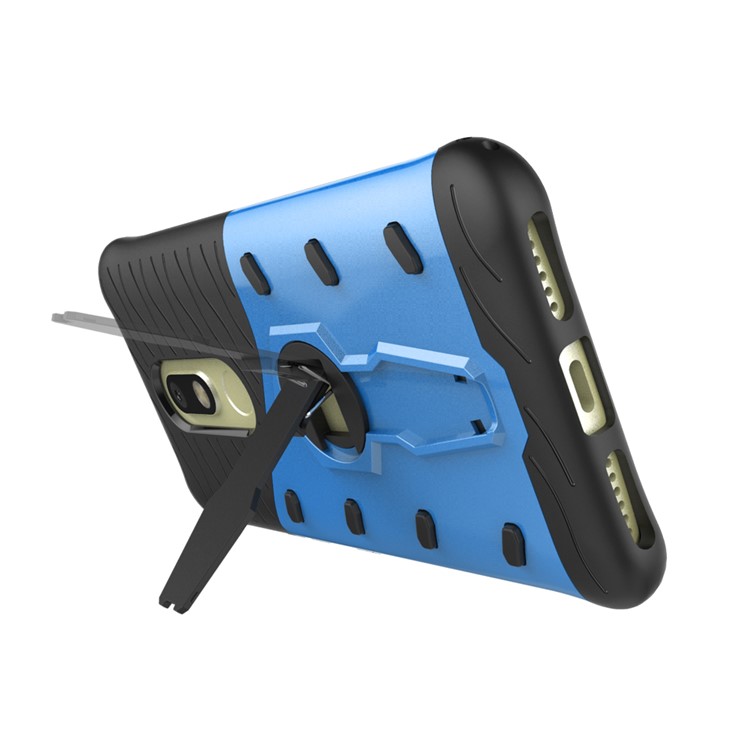 Armor PC + TPU Cell Phone Case with Rotary Kickstand for Motorola Moto M - Blue-7