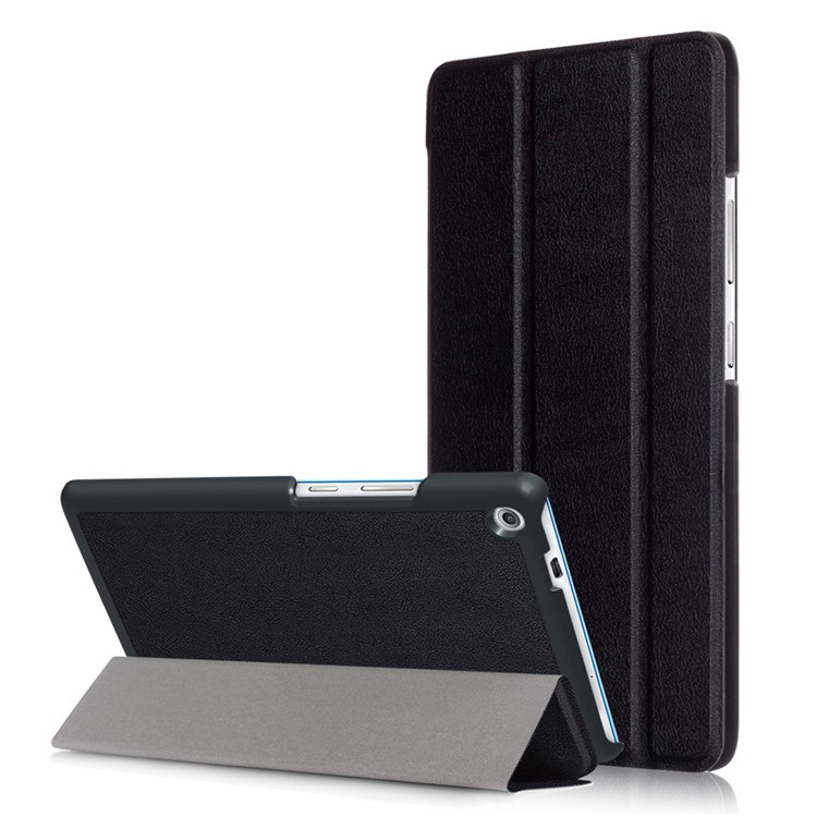 Tri-fold Flip Stand Leather Tablet Case for Lenovo Tab3 7 Plus - Black-1