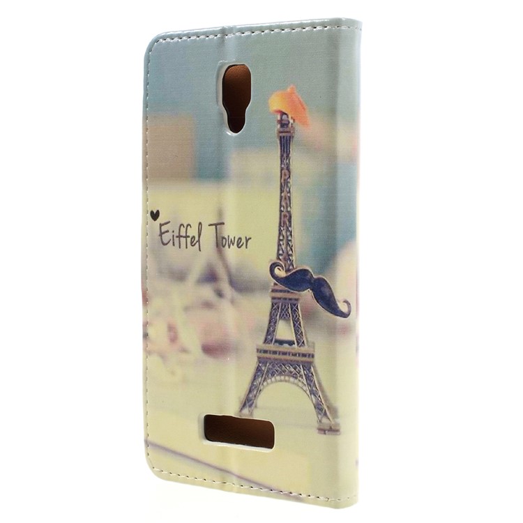 Pattern Printing Wallet Leather Case for Lenovo A2010 - Eiffel Tower and Mustache-2