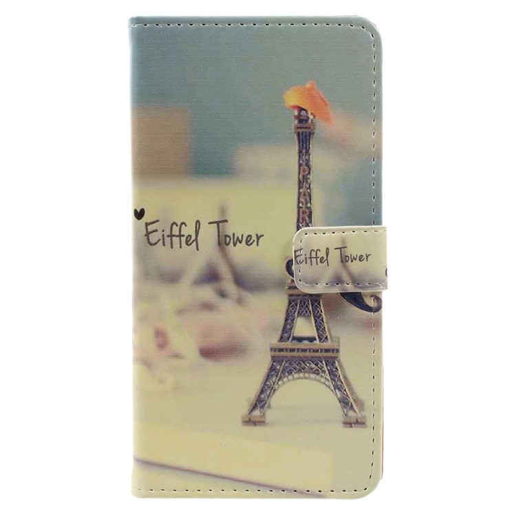 Pattern Printing Wallet Leather Case for Lenovo A2010 - Eiffel Tower and Mustache-3