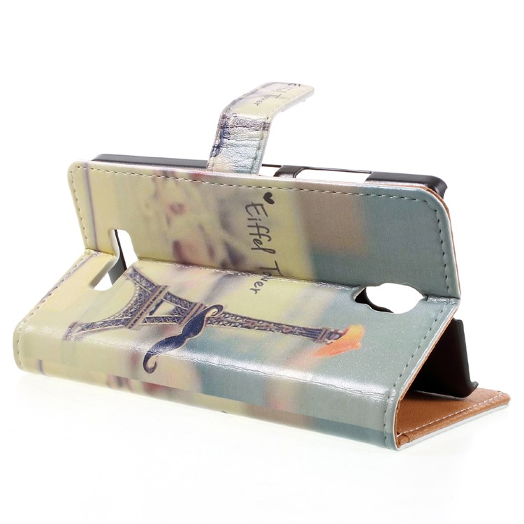Pattern Printing Wallet Leather Case for Lenovo A2010 - Eiffel Tower and Mustache-5