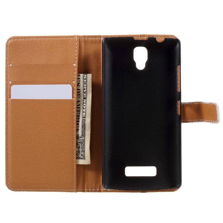 Pattern Printing Wallet Leather Case for Lenovo A2010 - Eiffel Tower and Mustache-6
